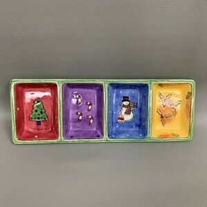 The Sweet Shoppe Divided 4 Part Relish Tray Christmas by Sango Sue Zipkin NIB